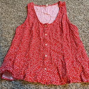 Old Navy Red Floral Button-Front Tank